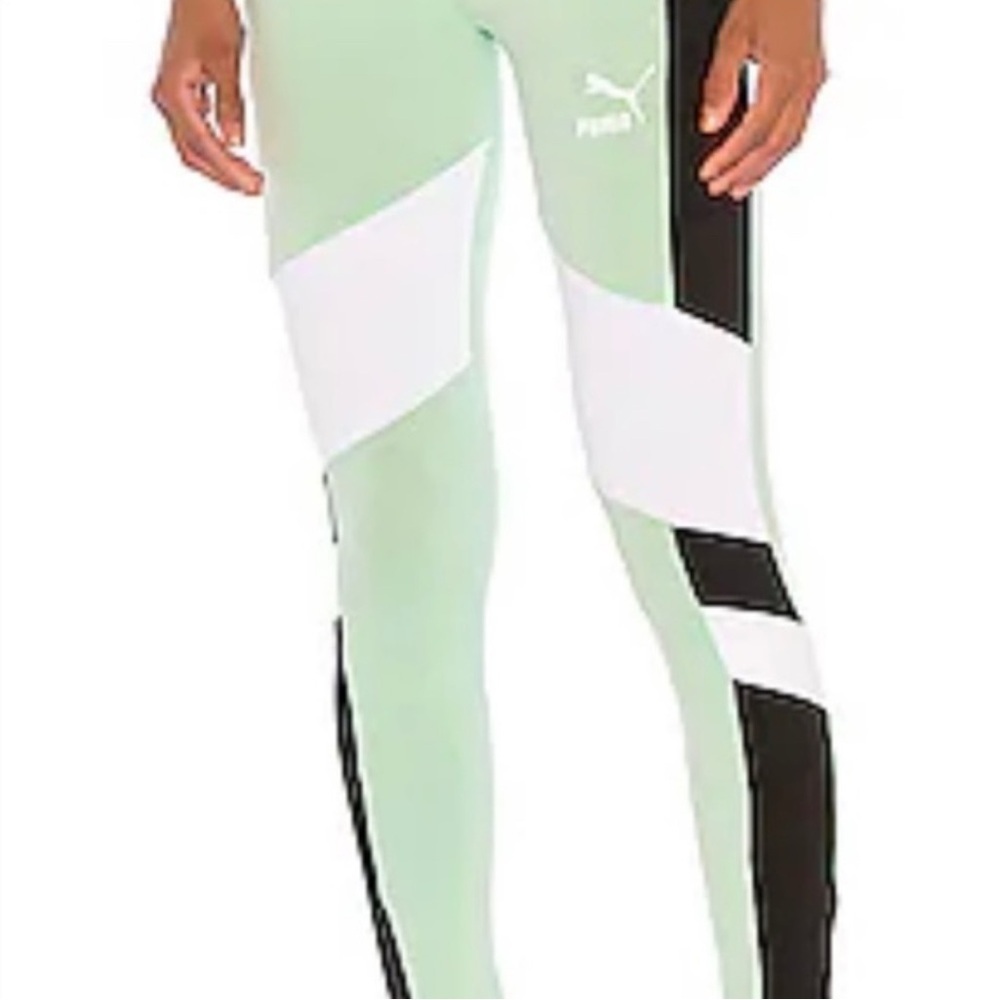 Puma Light Green and White Leggings